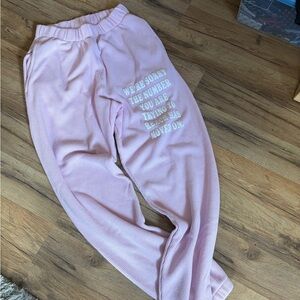 Boys Lie Pink Waffle Knit Joggers with White Text